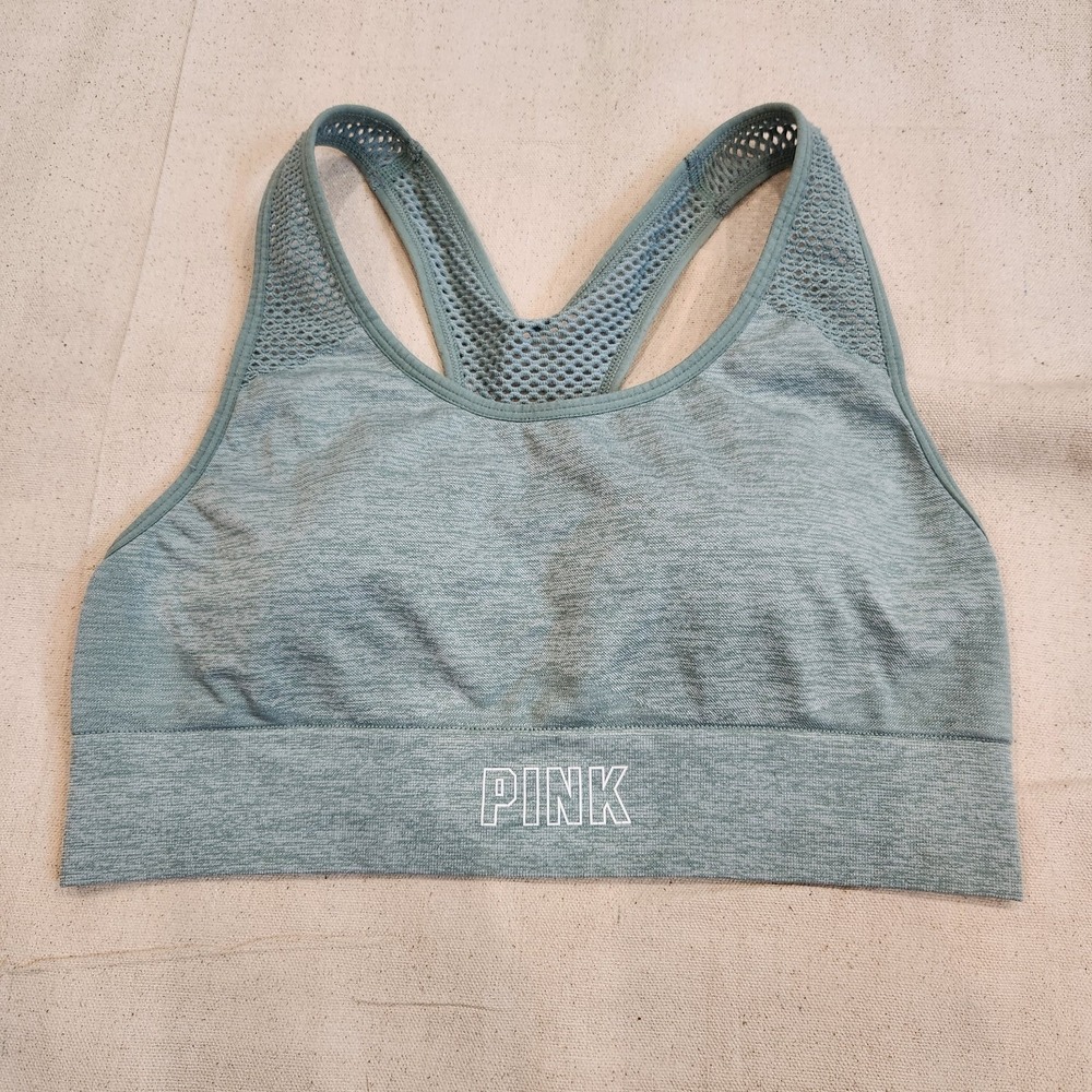 Victoria's Secret PINK Sport Seamless Lightly Lined Sports Bra Green Heather M